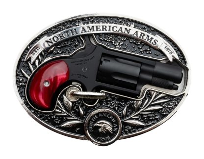 North American Arms 22LRBCBBO Zorro Mini 22 LR 5 Shot 1.13" Black Cerakote Stainless Steel Barrel, Cylinder & Frame, Simulated Red Pearl Grip, Safety Notch, Exposed Hammer