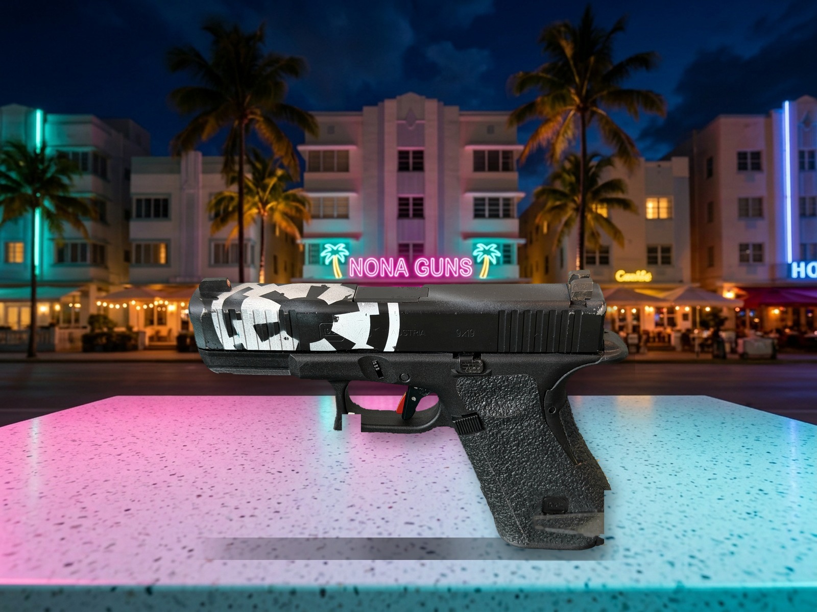 Glock 45 Gen 5 9mm — Distressed Empire Duracoat, Timney Trigger, 3 mags, Black Arch IWB holster — Pre-Owned - Image 4