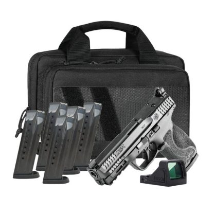 S&W M&P 9 Full Size M2.0 Optic Ready Handgun Bundle 9mm Luger 17rd Magazine(6) 4.22" Barrel No Thumb Safety Black RFX11 Green Dot Savior Bag