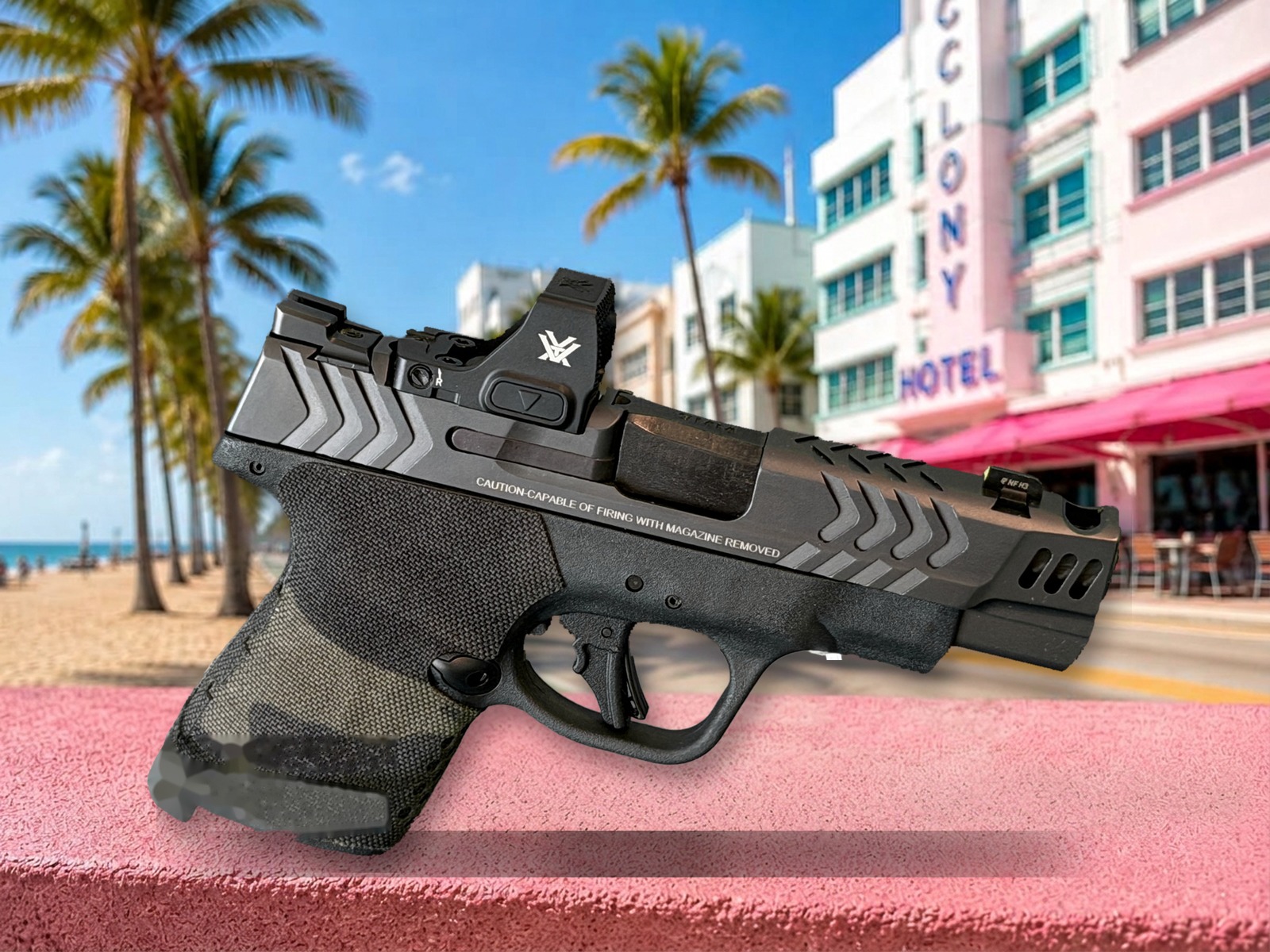 Smith & Wesson M&P Shield Plus Carry Comp 9mm with Vortex Defender — 3 mags, Tenicor Velo4 holster — Pre-Owned - Image 3